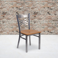 Flash Furniture XU-6FOB-CLR-NATW-GG Hercules Series Clear Metal Restaurant Chair - Natural Wood Seat